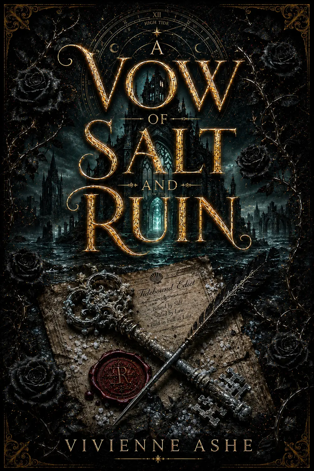 Book cover for A Vow of Salt and Ruin by Vivienne Ashe.